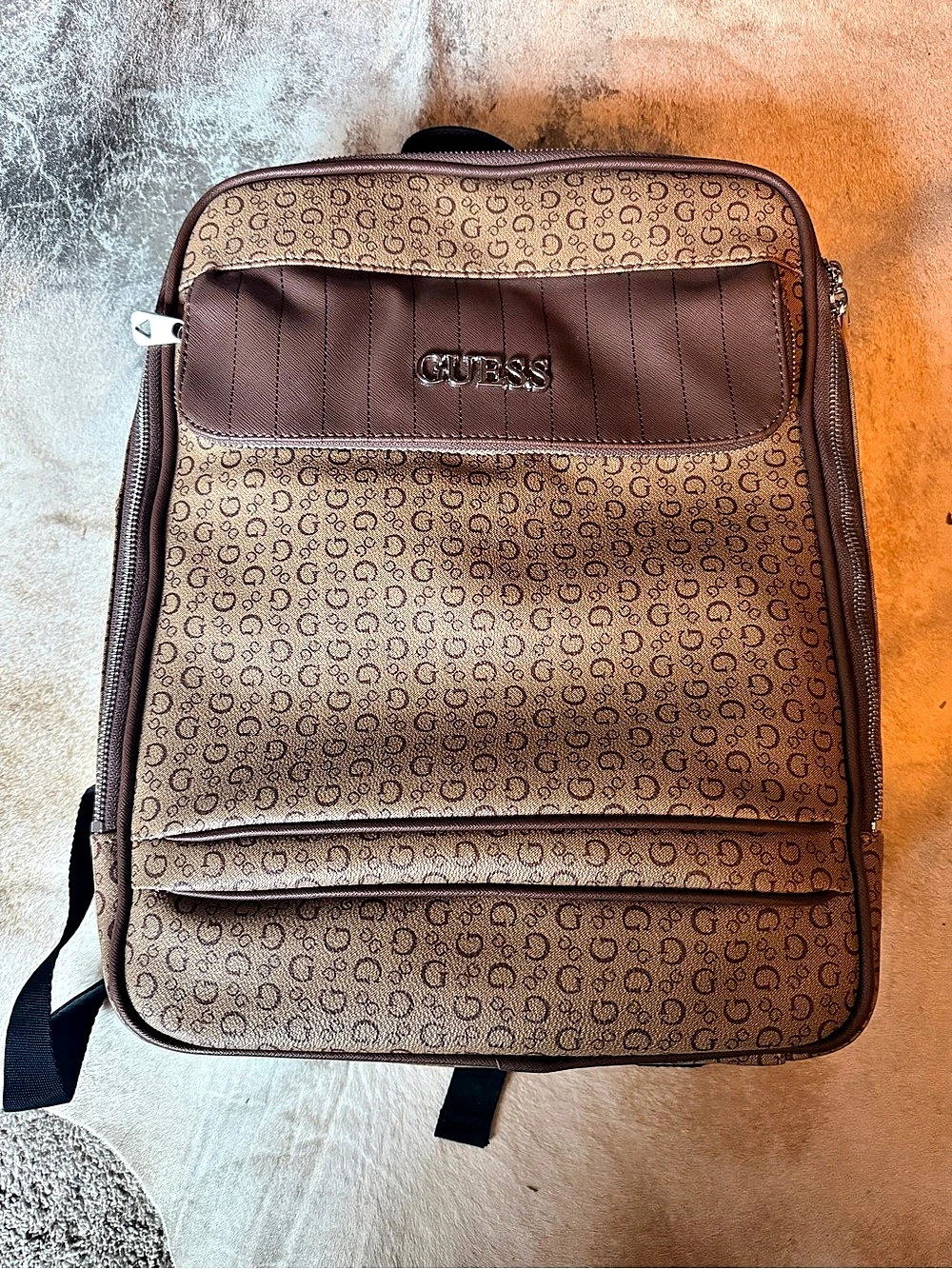 GUESS Large Cassian Travel School Work Laptop G Logo Brown Backpack